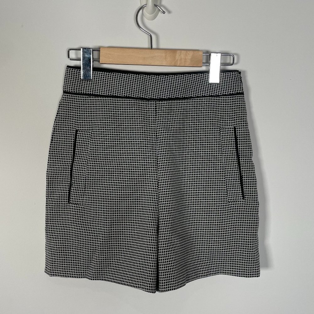 Zara Mini Black White Gingham Chequer Plaid Shorts Sz XS